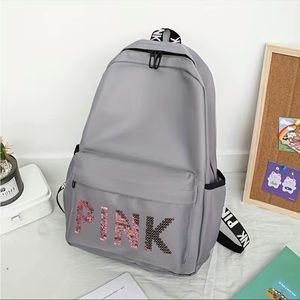 Large Capacity Lightweight Backpack With Letter pink five pair of socks
